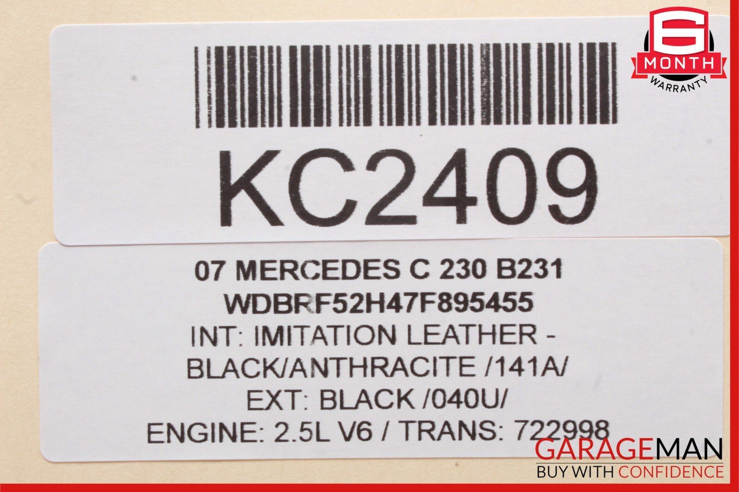 01-09 Mercedes W203 C230 C320 CLK320 Interior Top Upper Rear View Mirror Gray