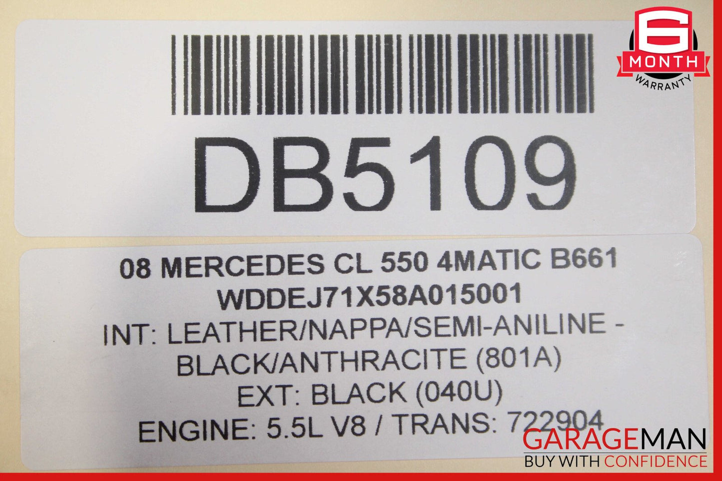 07-10 Mercedes W216 CL550 CL600 Front Right Passenger Side Fender Panel Black