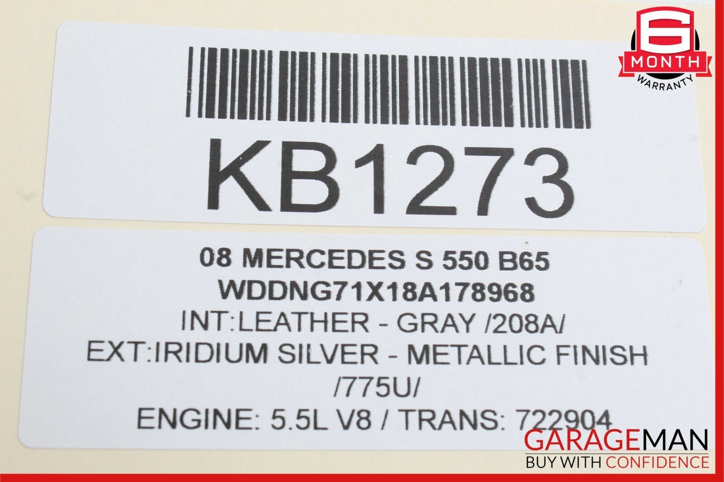 07-13 Mercedes W221 S550 S600 S63 AMG Interior Top Rear View Mirror Gray OEM