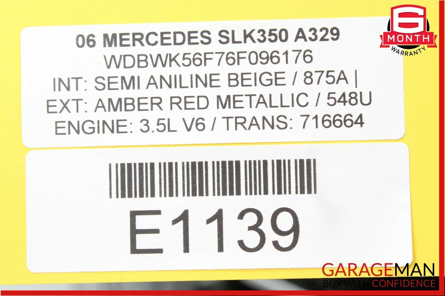 05-11 Mercedes R171 SLK280 SLK350 Overhead Reading Dome Light Lamp Grey OEM