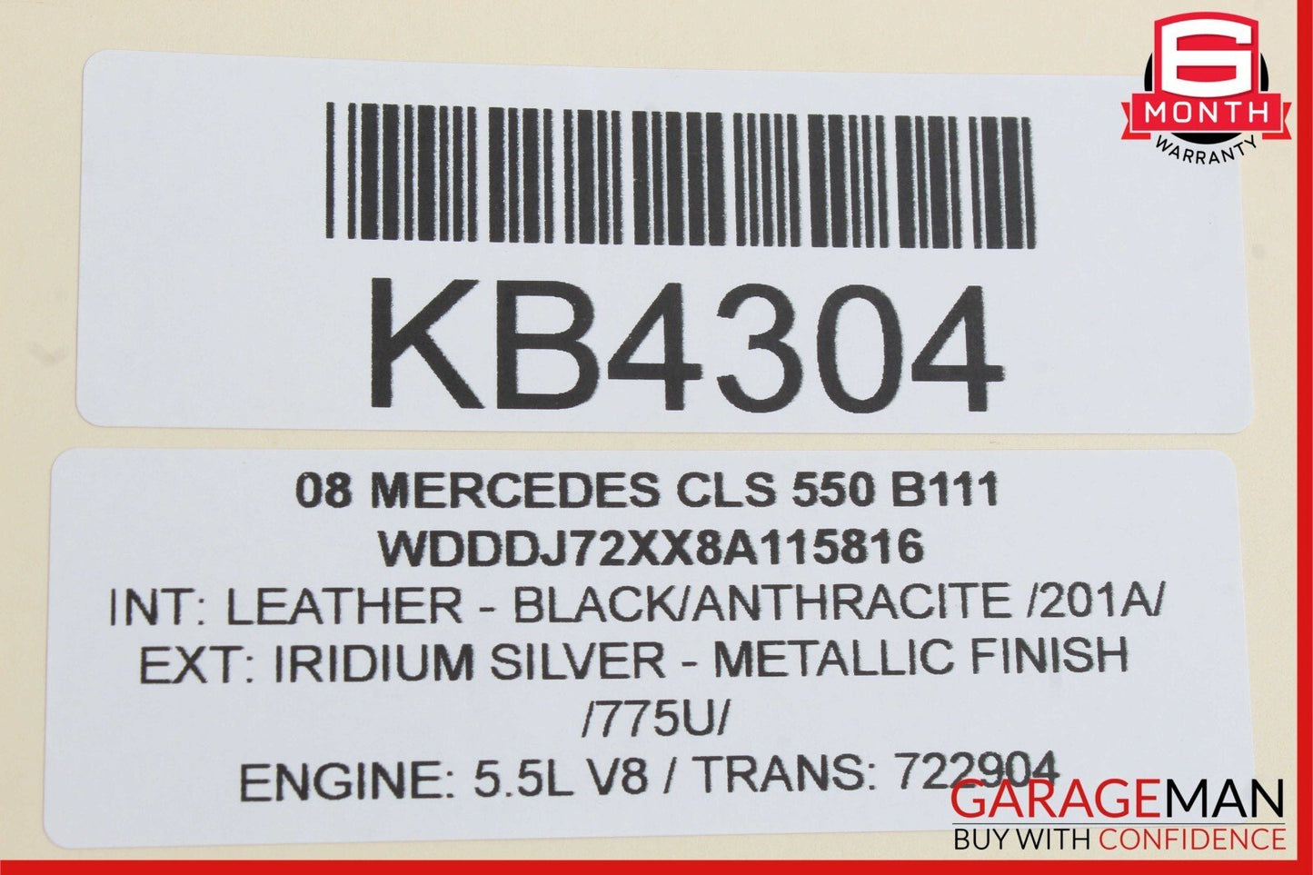 06-11 Mercedes W219 CLS550 CLS500 Rear Left Side Interior Door Panel Black OEM