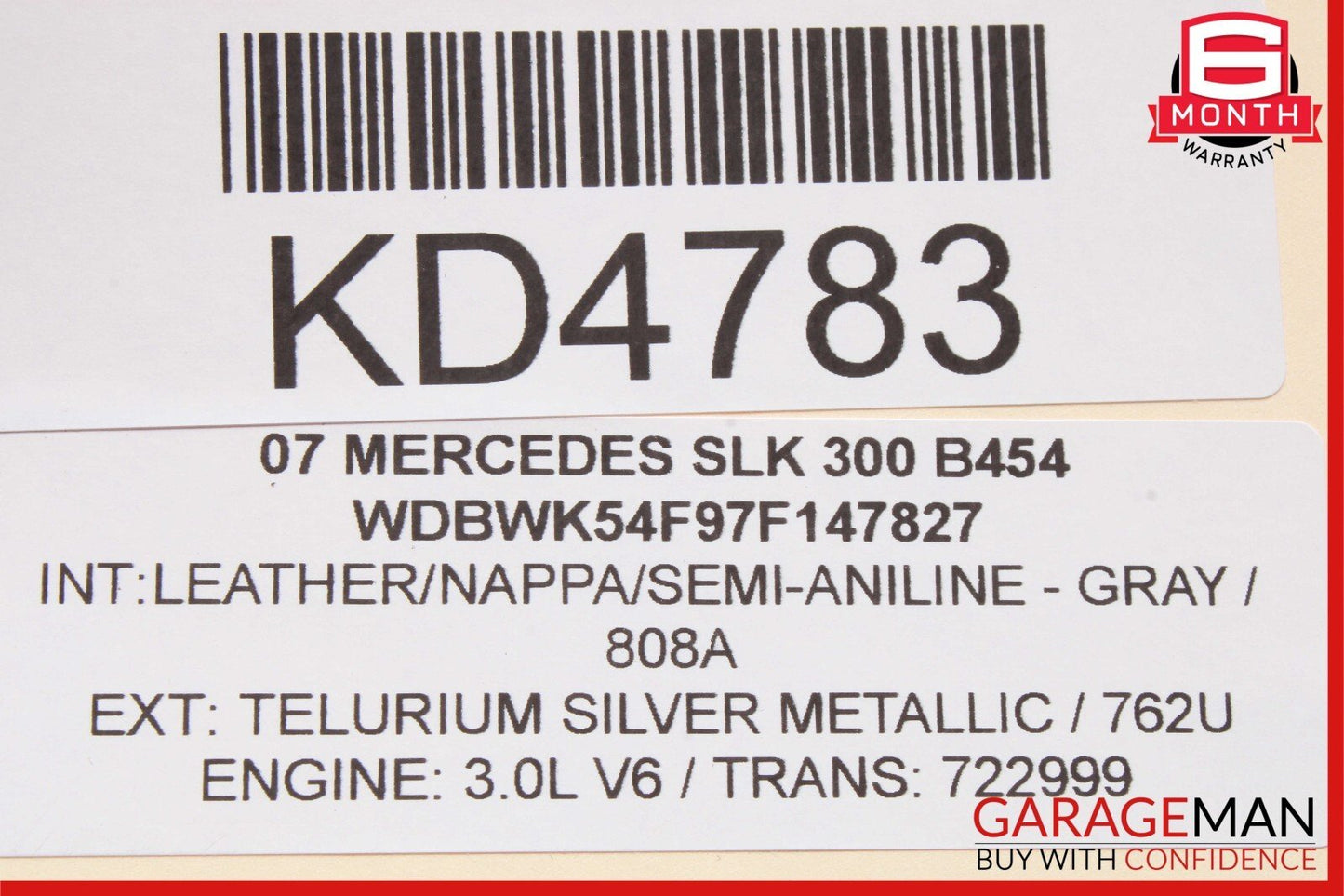 05-11 Mercedes R171 SLK300 Front Left / Right Side Seat Headrest Head Rest Gray
