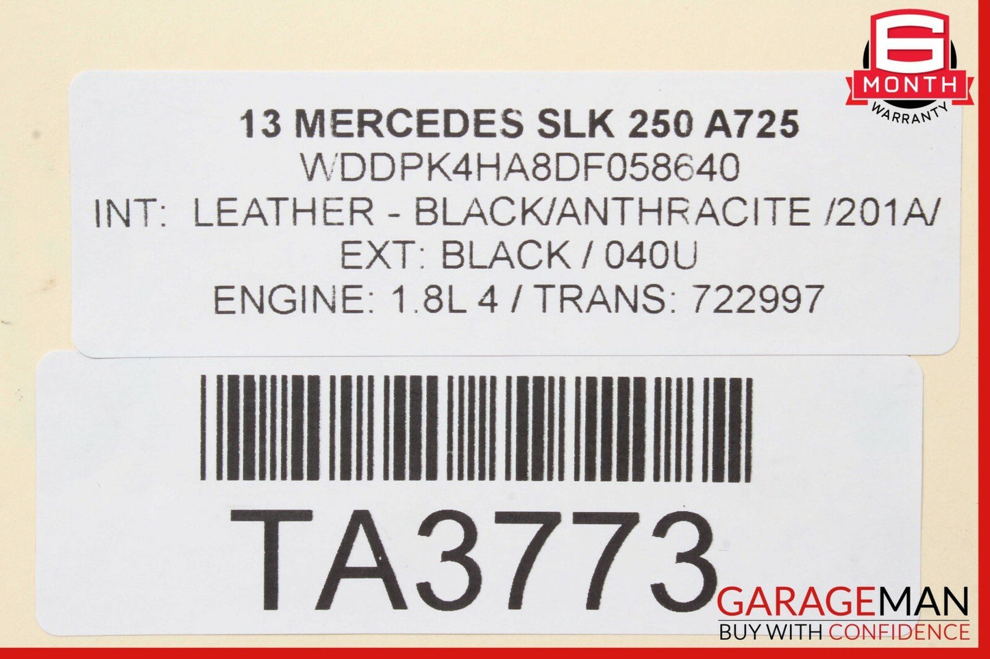 12-15 Mercedes R172 SLK250 1.8L Engine Motor Block Long Block M271 OEM