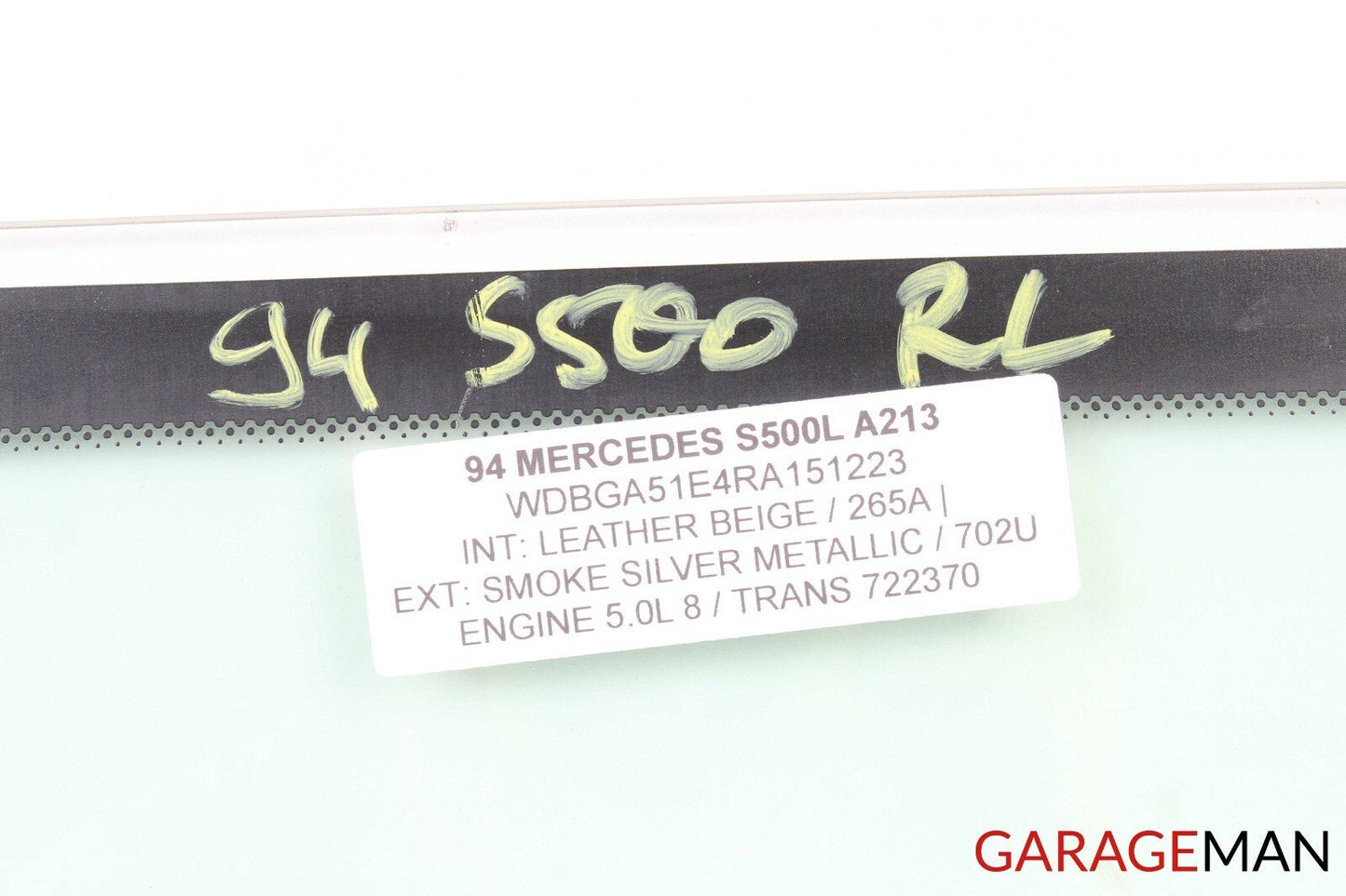 94-99 MERCEDES W140 S500 REAR LEFT DRIVER SIDE DOOR WINDOW AUTO GLASS OEM