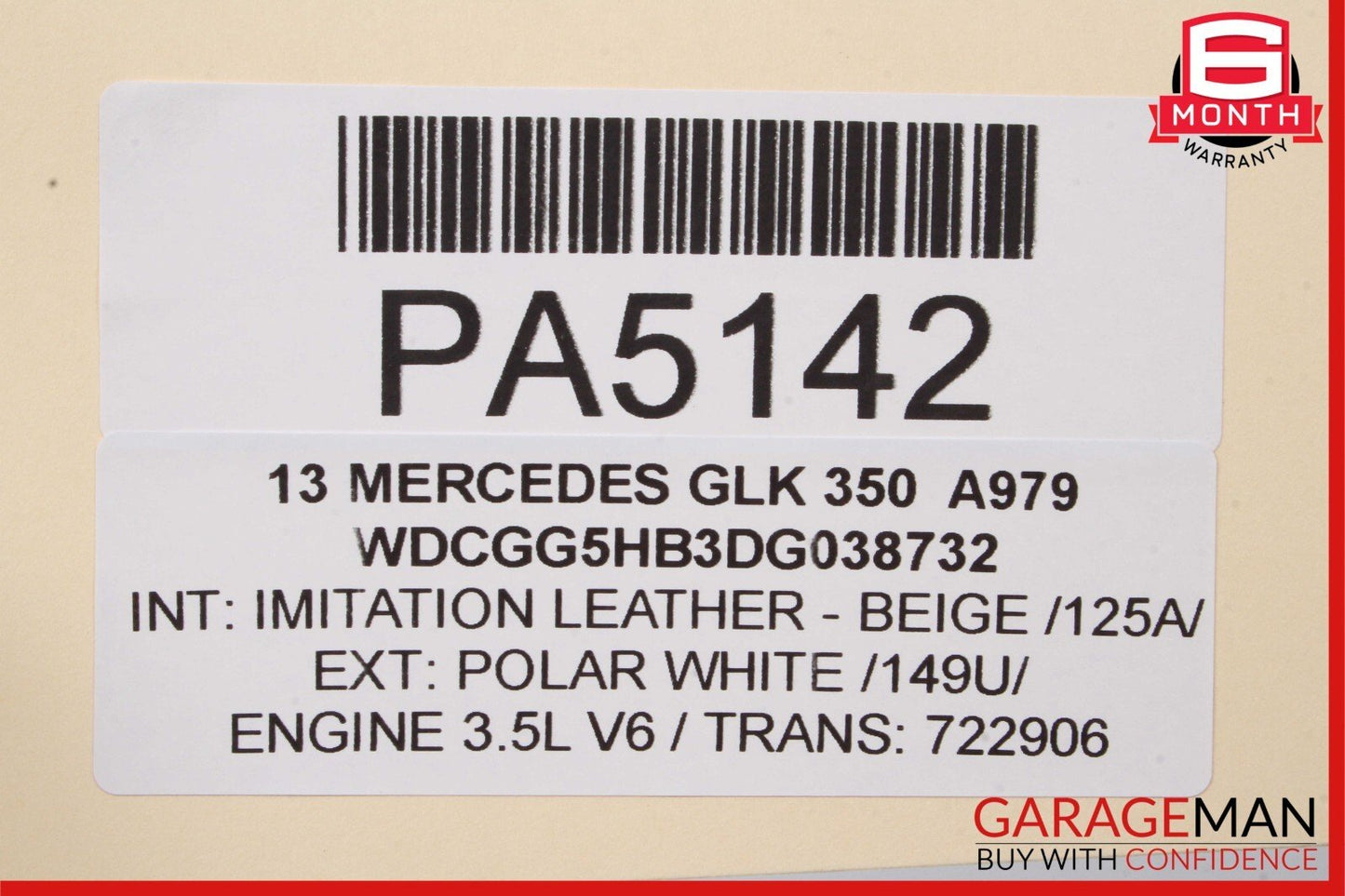 10-15 Mercedes X204 GLK350 Front Right Side Top Upper Seat Cushion Beige
