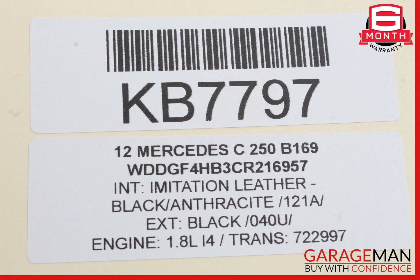 08-15 Mercedes W204 C250 C350 Right Side Sun Visor Shade Sunvisor Black OEM