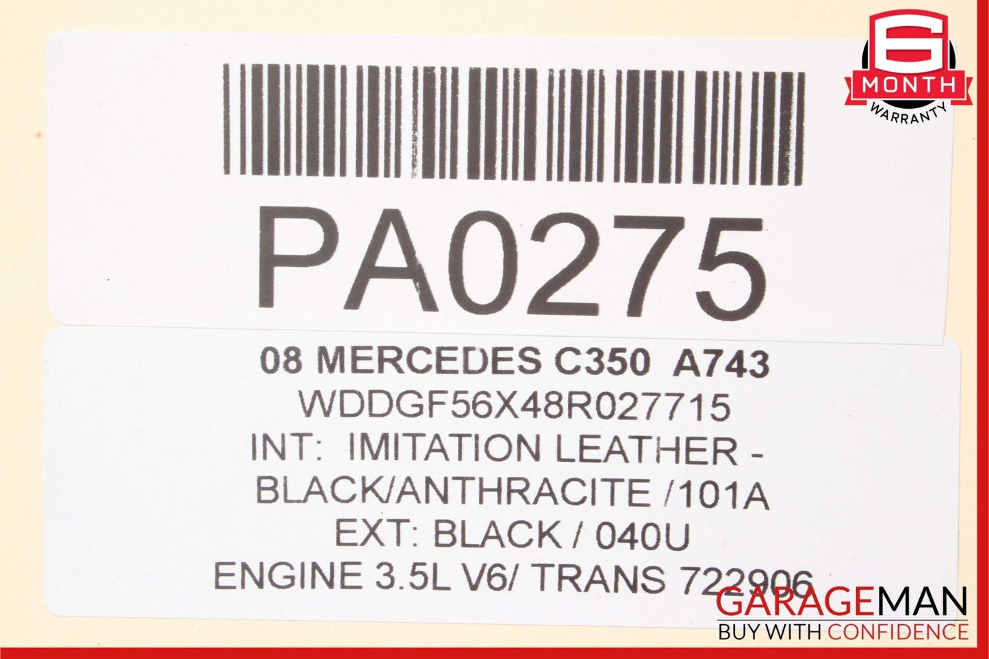 08-14 Mercedes W204 C350 AMG Sport Sedan Left Side Skirt Rocker Molding Moulding