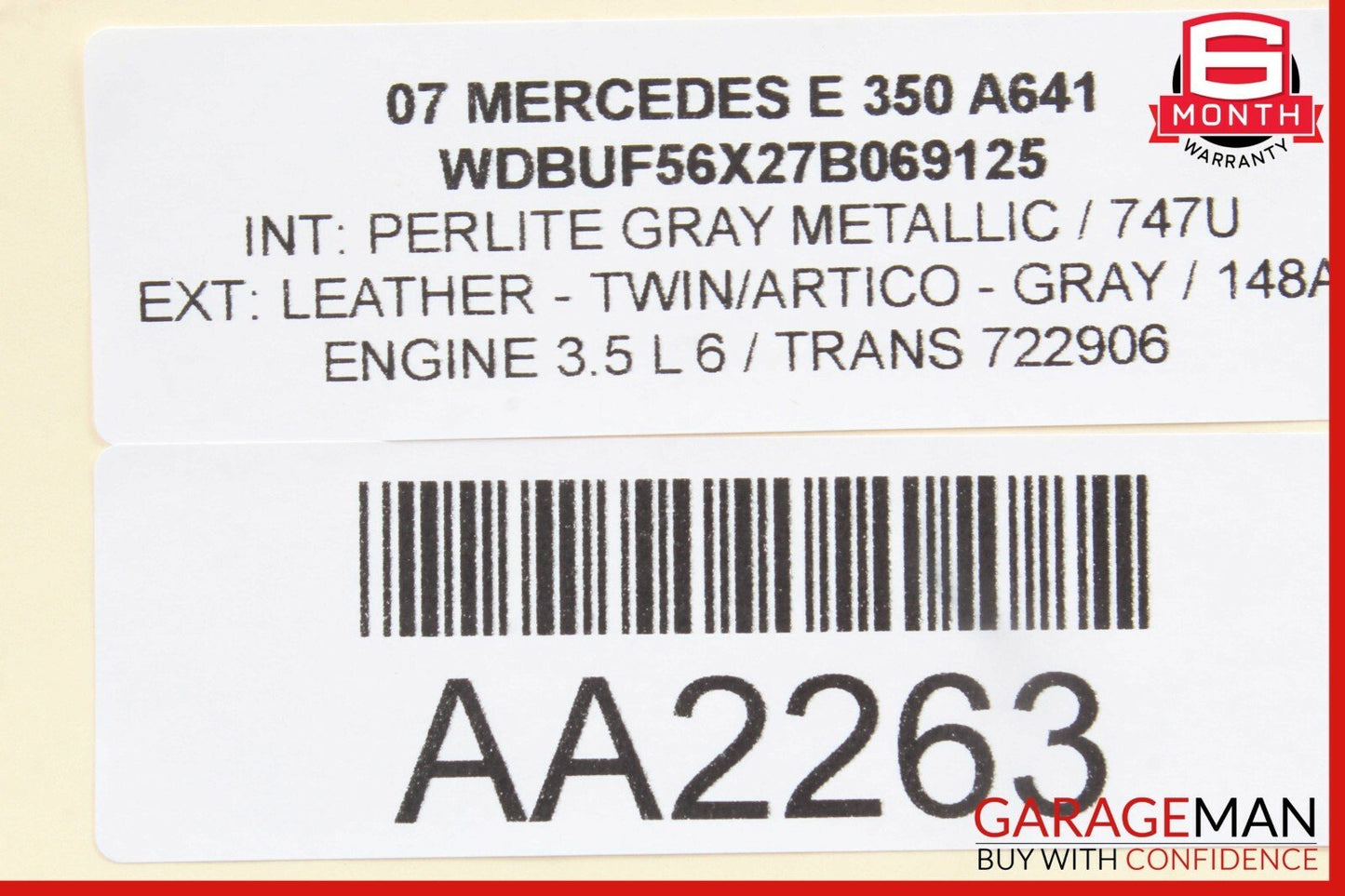 07-09 Mercedes W211 E350 E550 E63 AMG Rear Overhead Dome Light Reading Map Gray