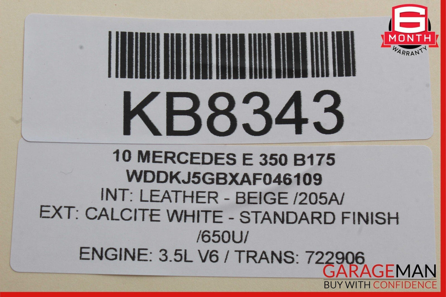 10-16 Mercedes C250 E350 E550 Front Top Upper Rear View Mirror Beige OEM