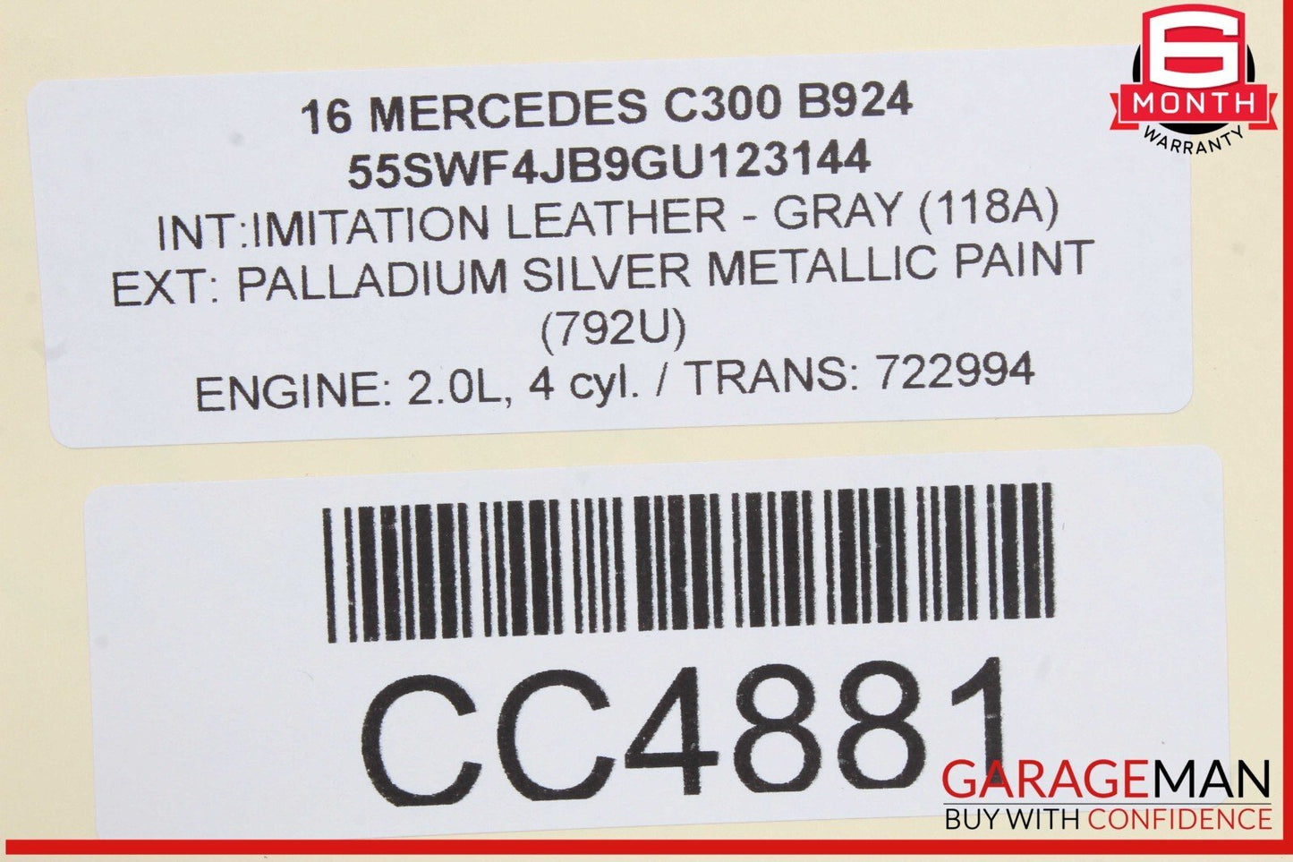15-21 Mercedes W205 C300 C43 Rear Left Driver Side Interior Door Panel Cover OEM