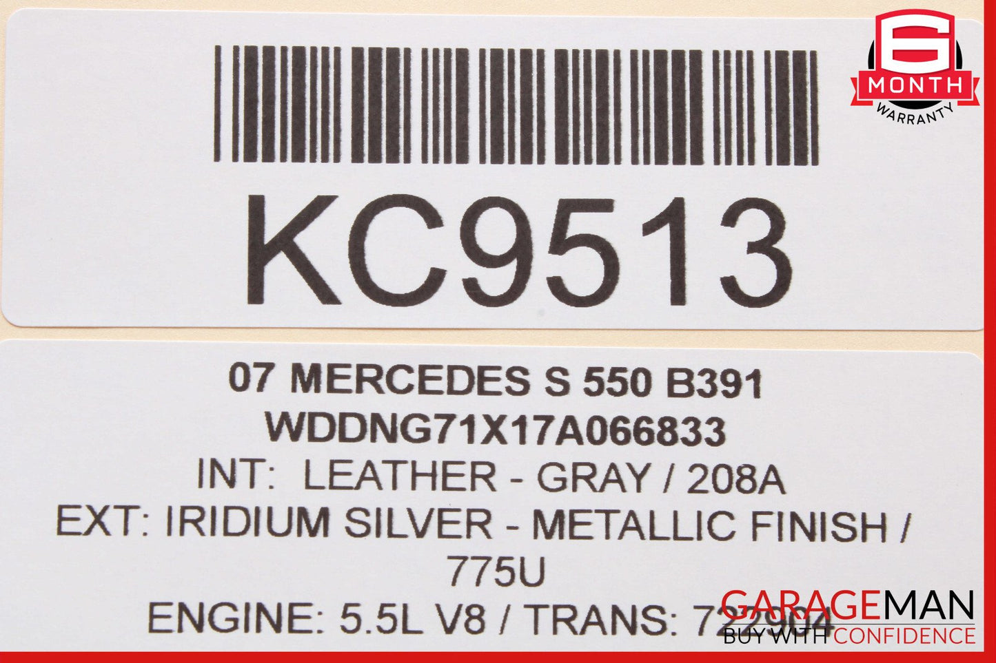 07-13 Mercedes W221 S550 S400 Window Regulator Motor Rear Right Side OEM