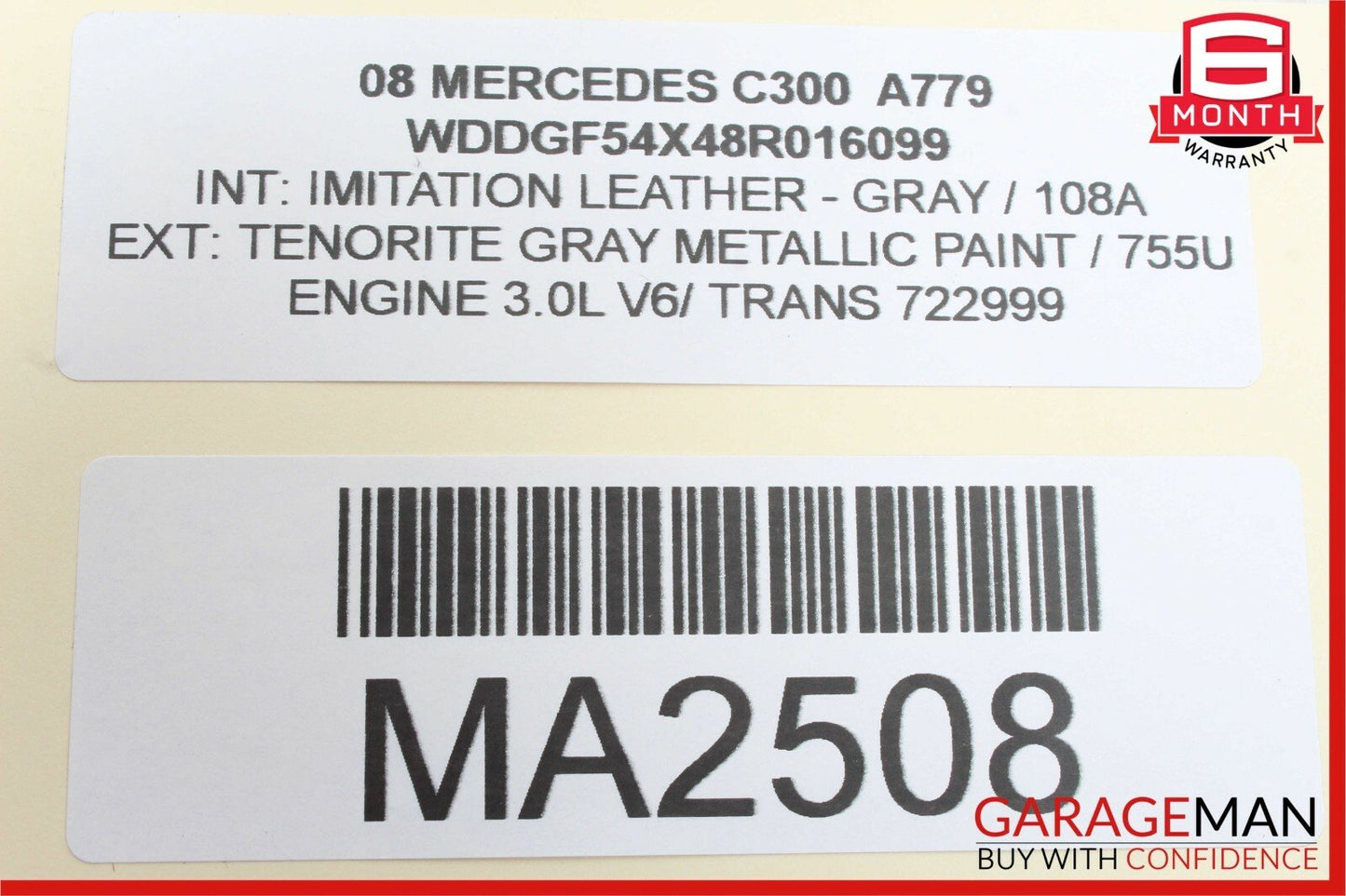 08-11 Mercedes W204 C300 Right Exterior Door Handle Front or Rear Tenorite Gray
