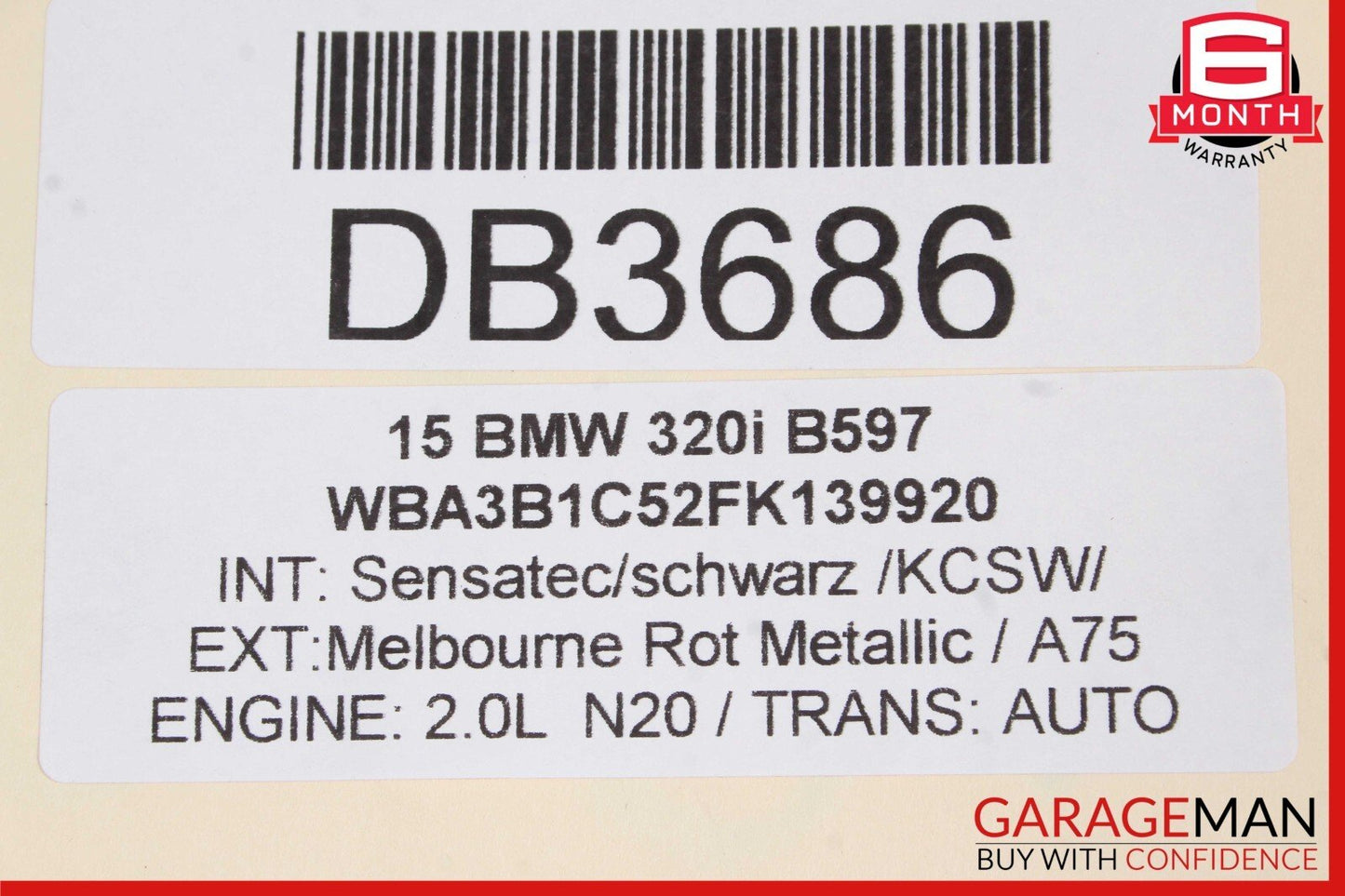 12-18 BMW 320i F30 Rear Right Side Interior Door Trim Panel Cover Assembly OEM