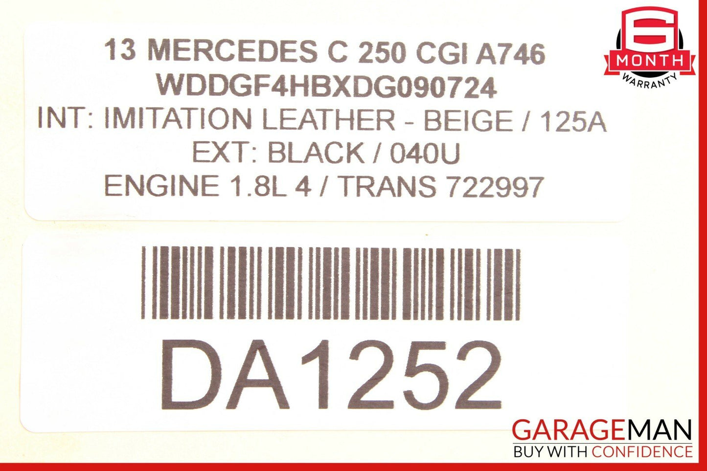 08-14 Mercedes W204 C250 C300 Rear Right Door Lock Latch Actuator OEM