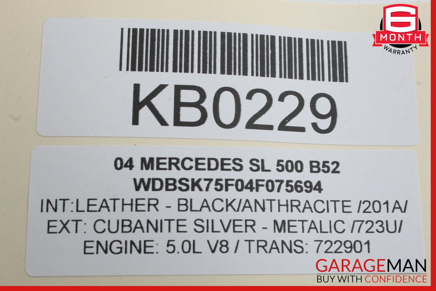 03-12 Mercedes R230 SL500 Right Trunk Lock Frame Cylinder 2307901271 OEM