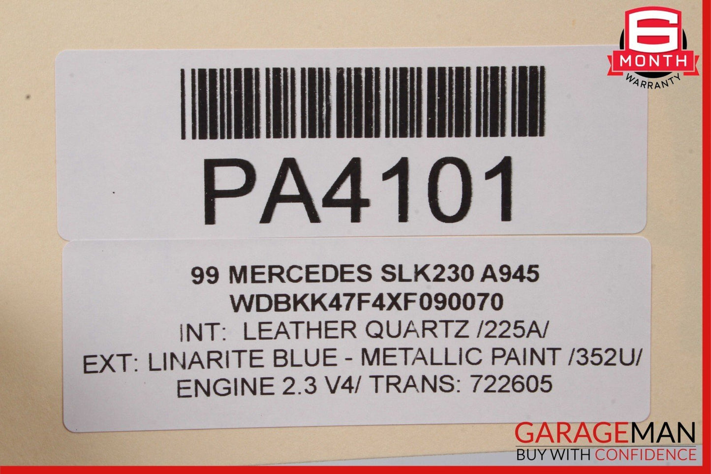 97-04 Mercedes R170 SLK230 Convertible Roof Hard Top Folding Panel Assembly Blue