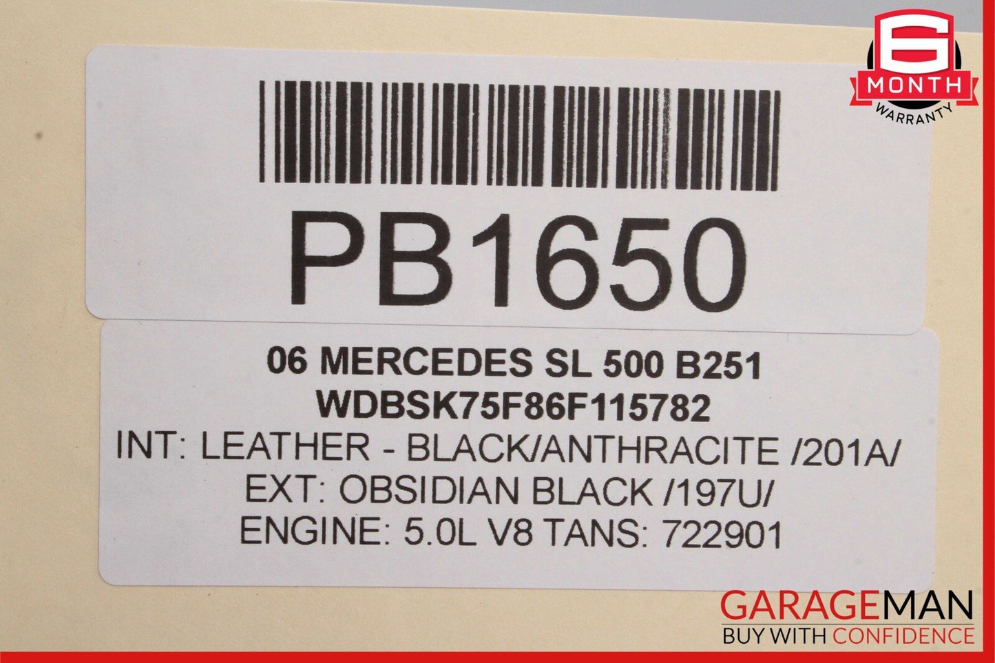 03-08 Mercedes R230 SL500 Convertible Rear Left Side Roof Top Hinge Cover Black