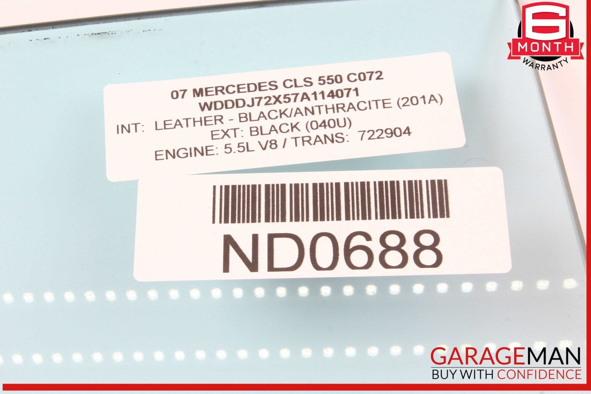 06-11 Mercedes W219 CLS550 CLS500 Rear Right Passenger Side Door Window Glass