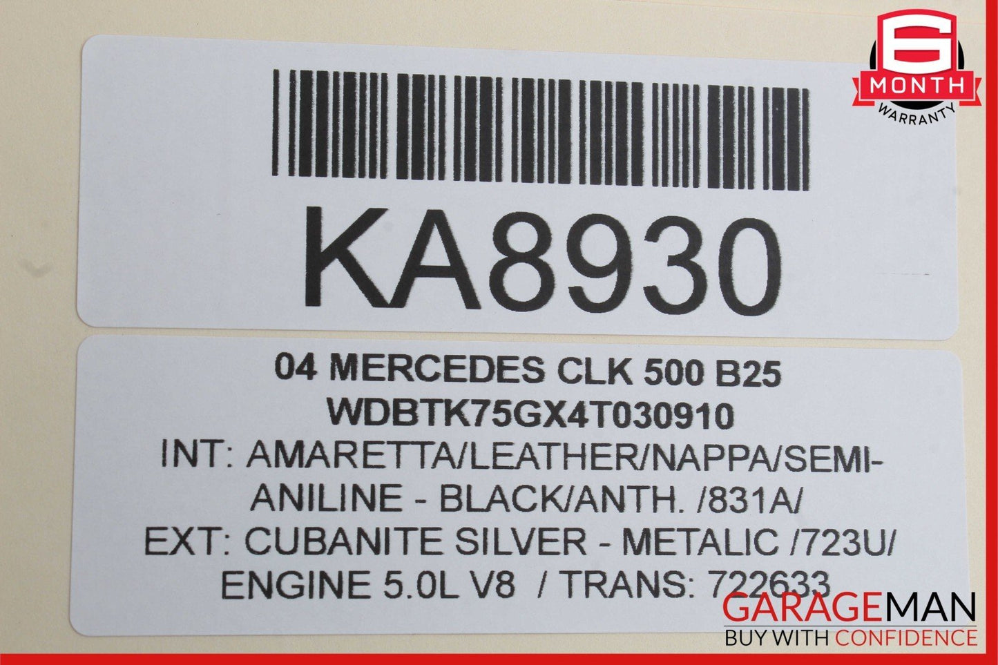 03-12 Mercedes W209 CLK500 E350 SL500 Steering Wheel Airbag Air Bag Black