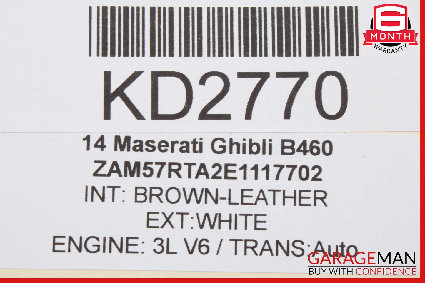 14-17 Maserati Ghibli Rear Right Door Window Regulator w/o Motor OEM
