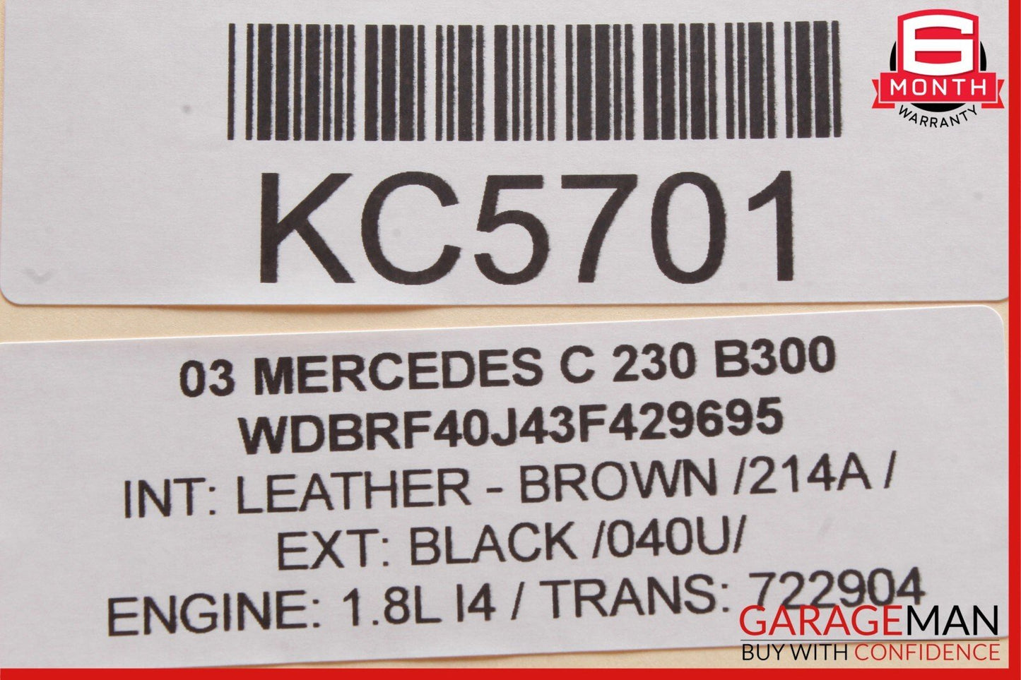 01-07 Mercedes W203 C230 C320 Rear Left Side Door Computer Control Module A95