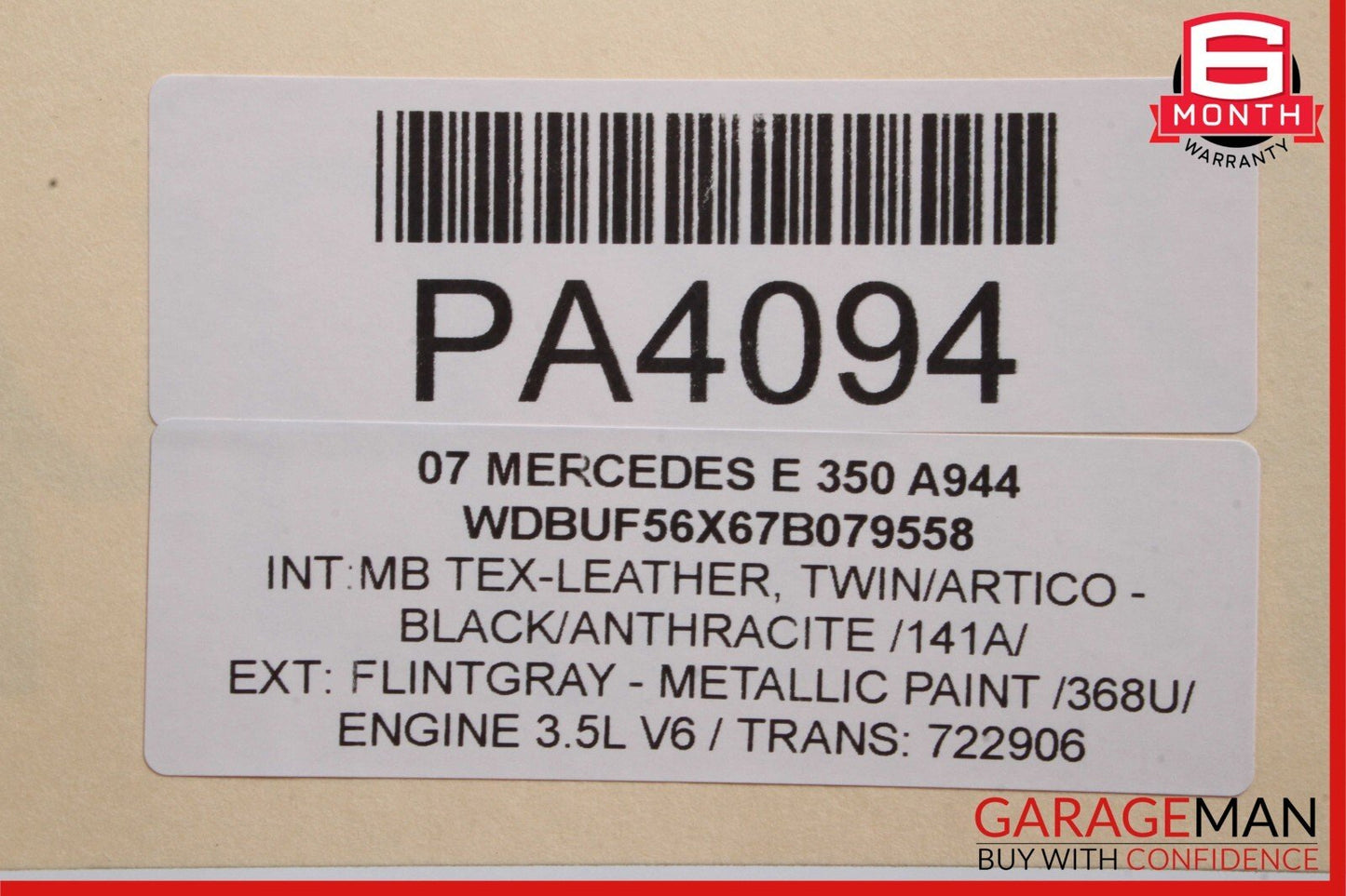 07-09 Mercedes W211 E350 E550 Front Right Passenger Top Upper Seat Cushion Cover