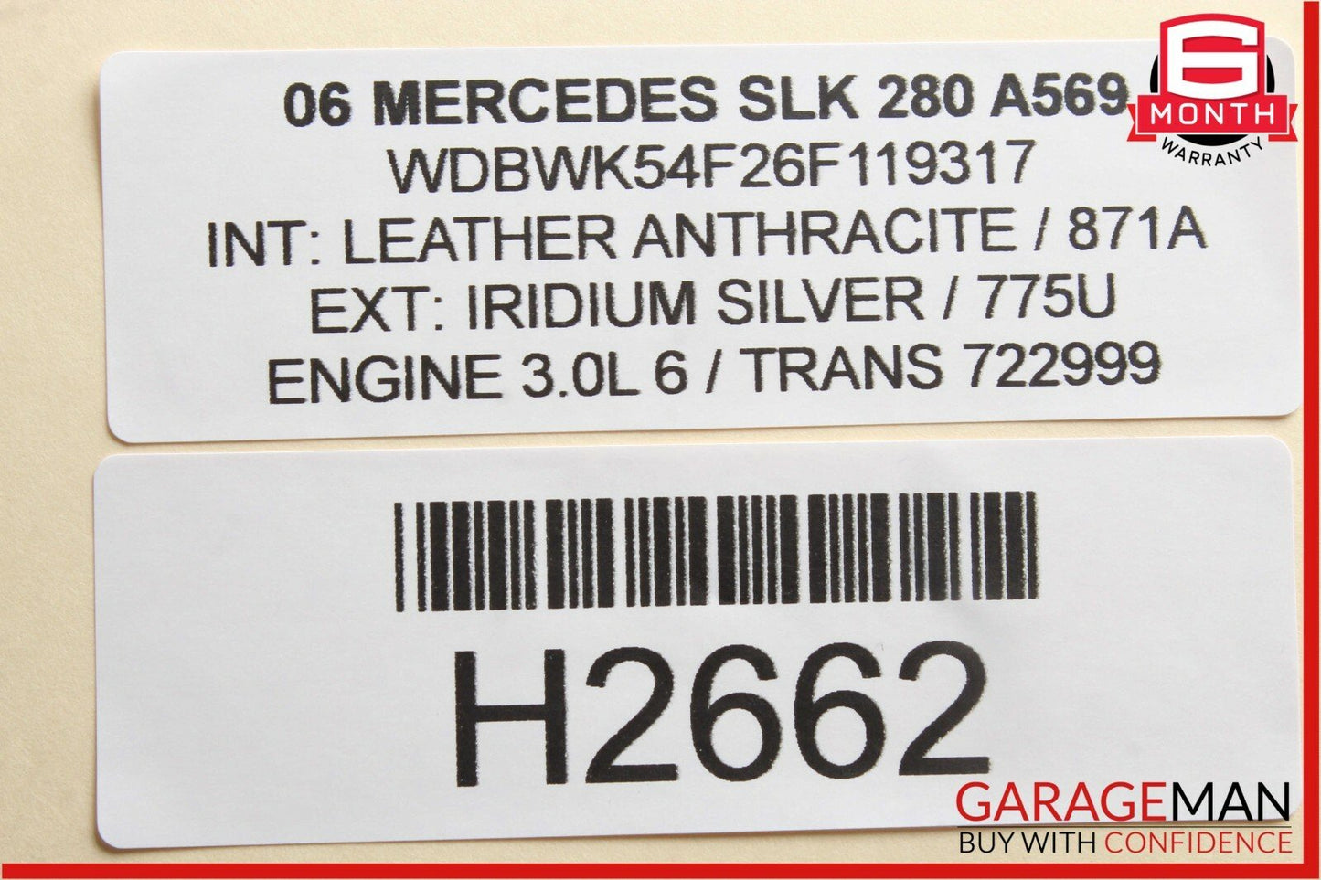 05-11 Mercedes R171 SLK280 C230 Sport 3 Spoke Steering Wheel Leather Black