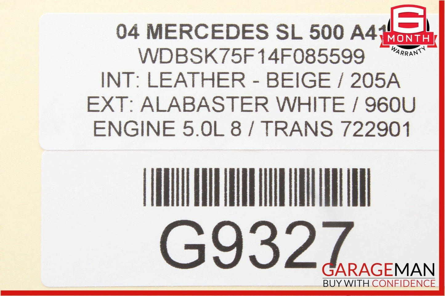 03-08 Mercedes R230 SL500 Front Left / Right Seat Belt Receiver Buckle Beige OEM