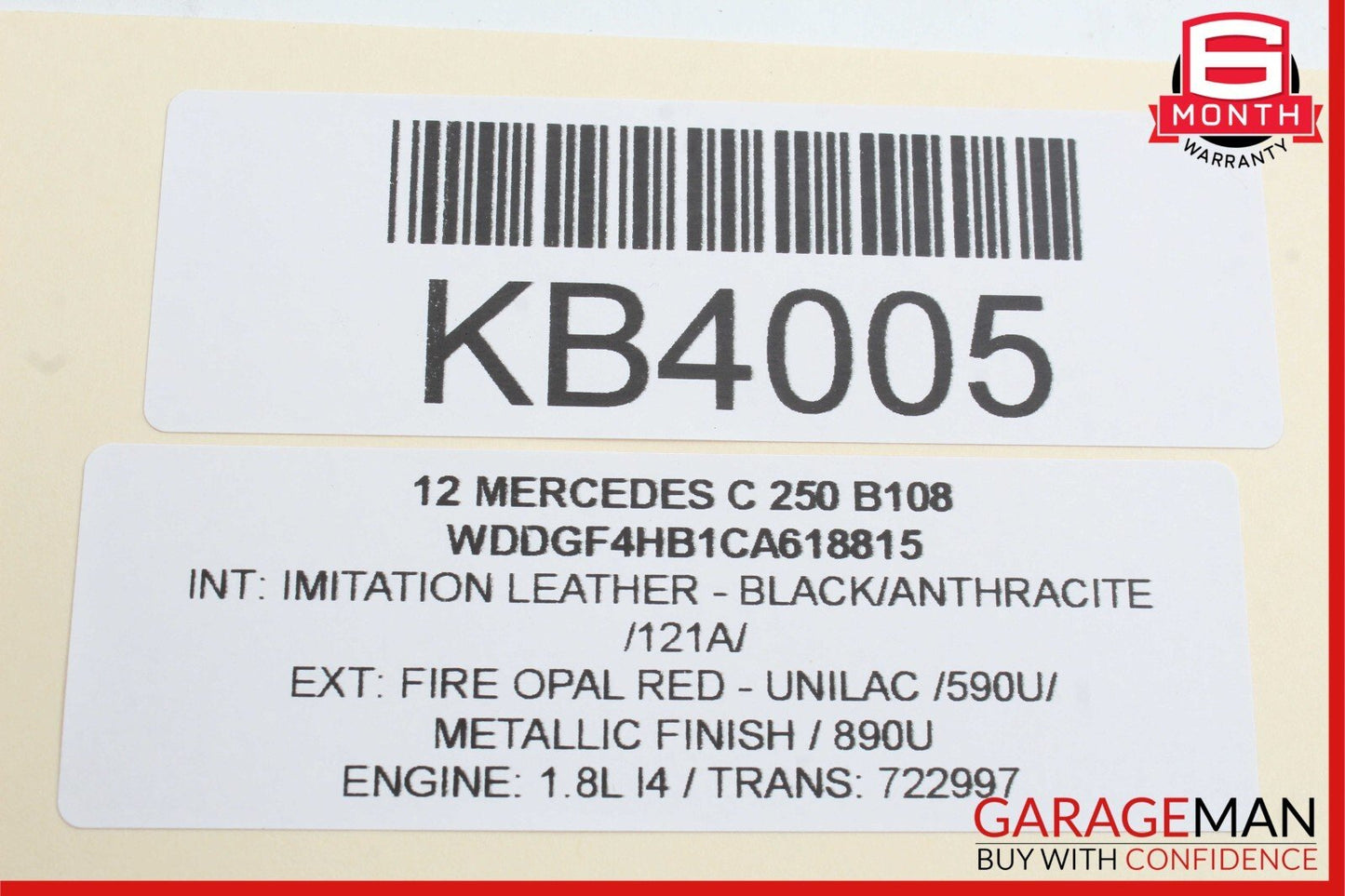 12-14 Mercedes W204 C250 C300 Rear Left Side Exterior Door Handle Red OEM