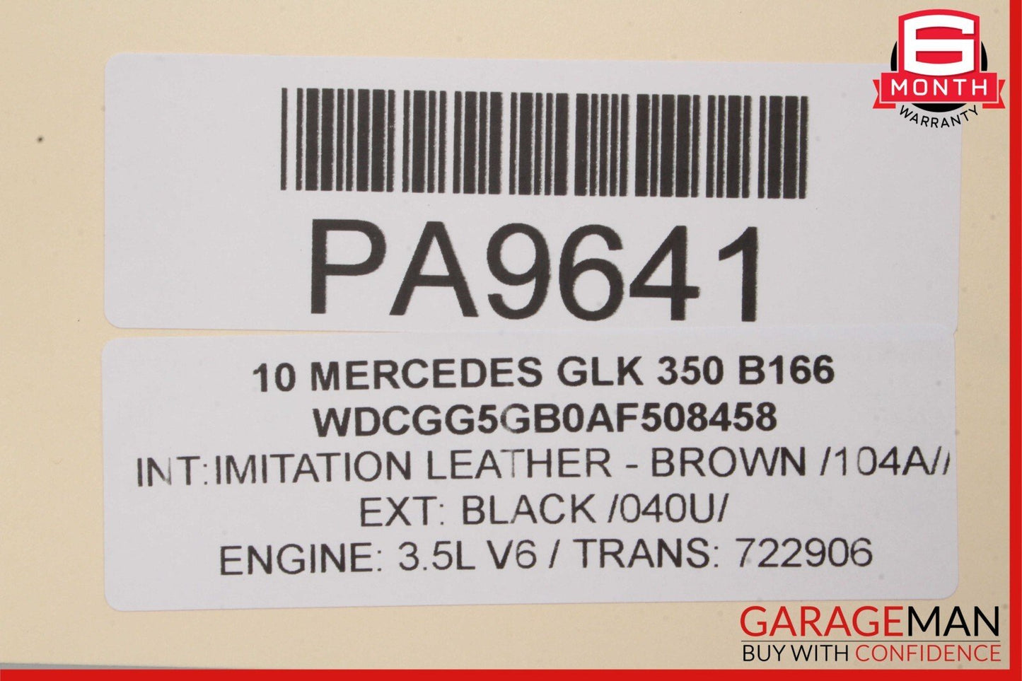 10-15 Mercedes X204 GLK350 Front Left Side Interior Door Trim Panel Cover Brown