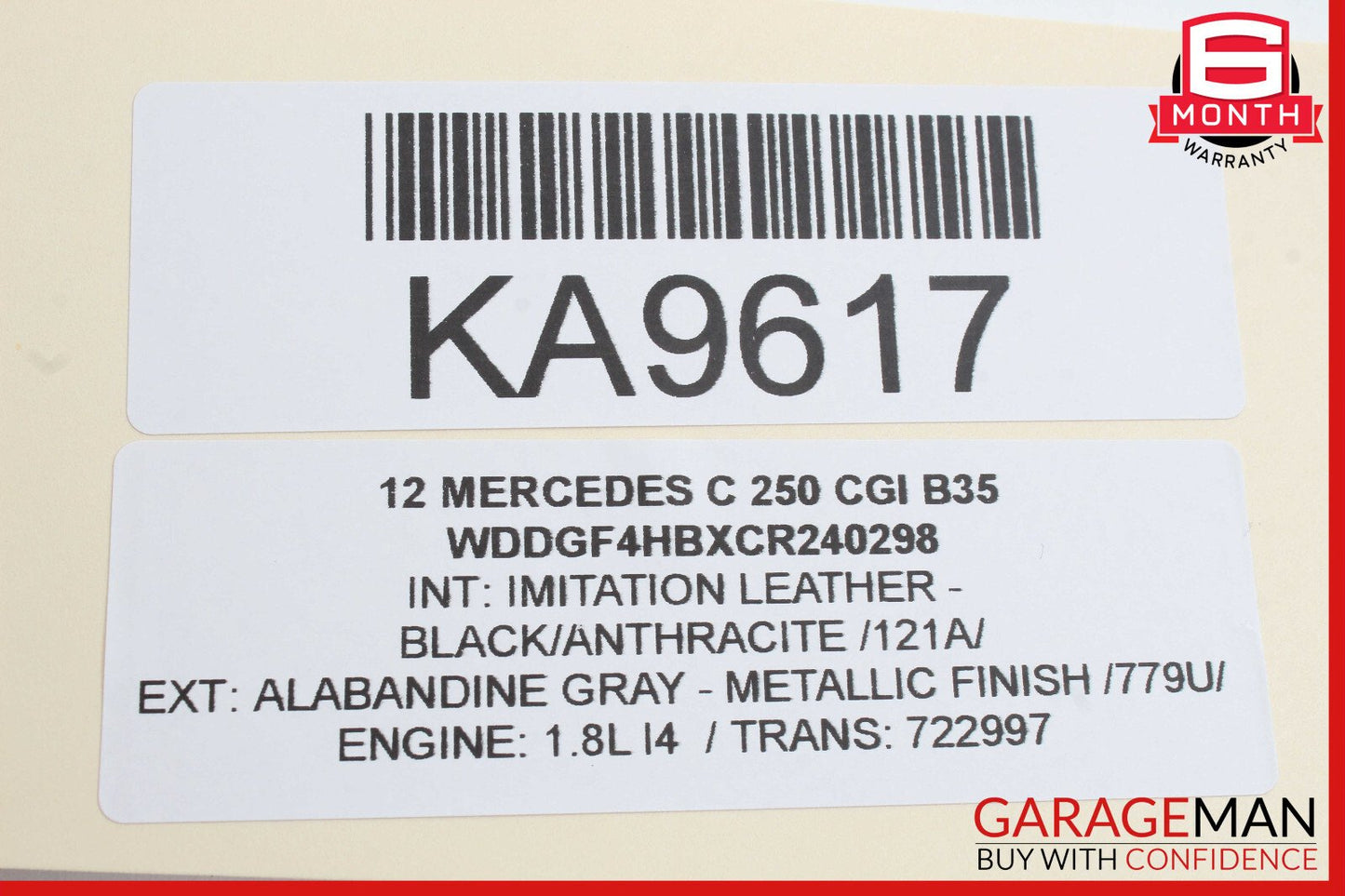 12-14 Mercedes W204 C250 C300 C350 Rear Left Side Exterior Door Handle OEM
