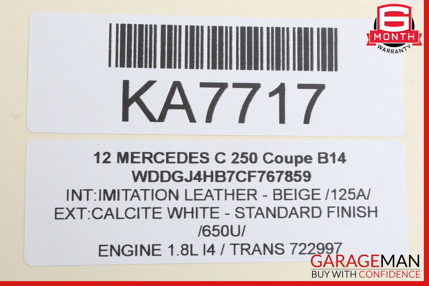 08-14 Mercedes W204 C250 C300 C350 Rear View Backup Back Up Camera OEM