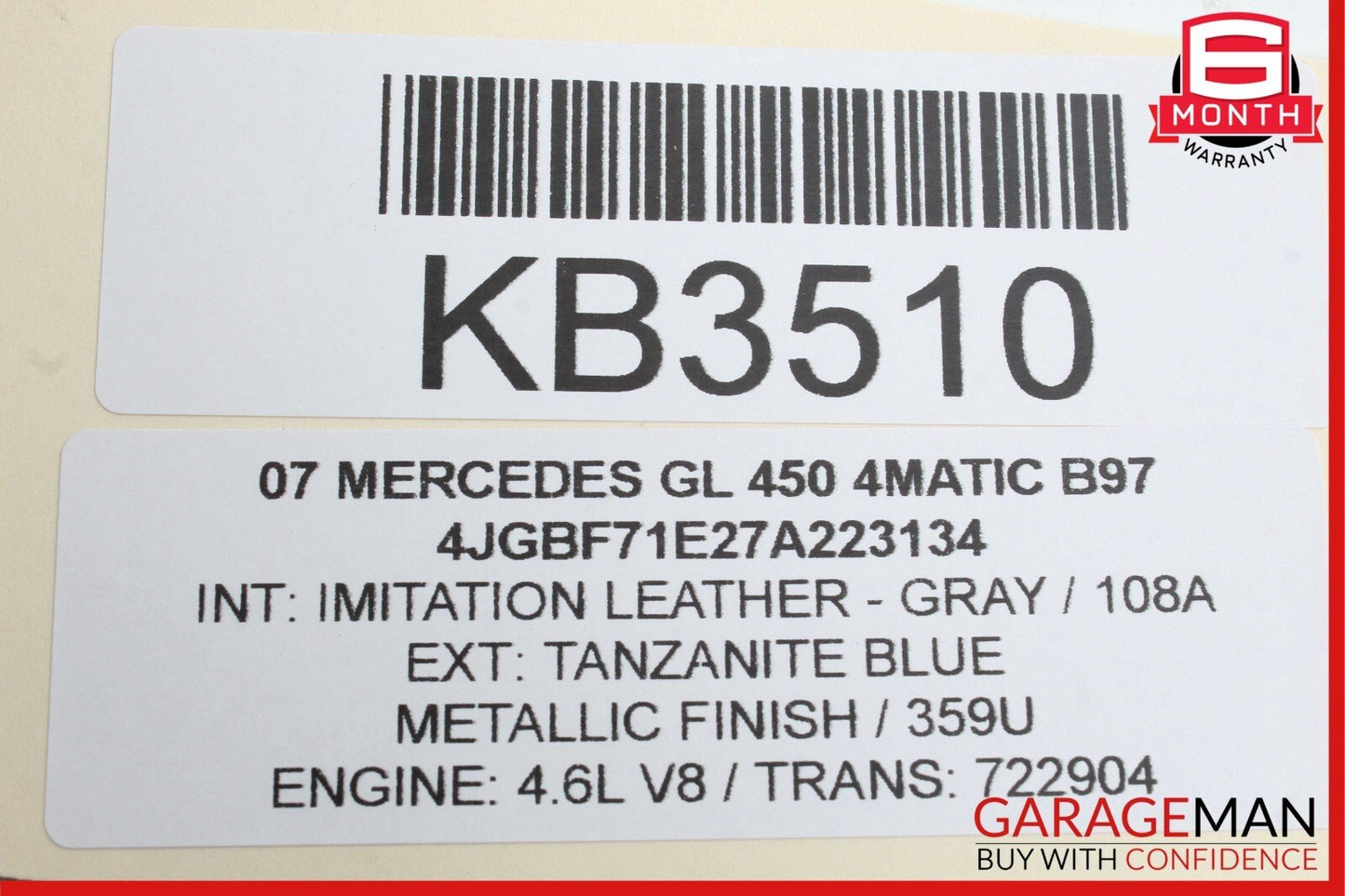 07-09 Mercedes X164 GL450 4MATIC Rear Left Driver Side Tail Light Taillight Lamp