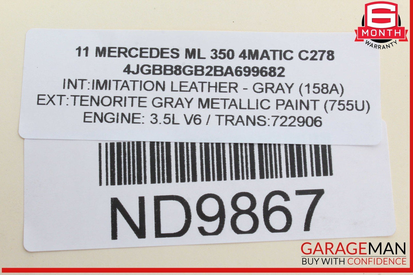 09-11 Mercedes W164 ML350 4MATIC Front Right Side Fog Light Foglight Lamp