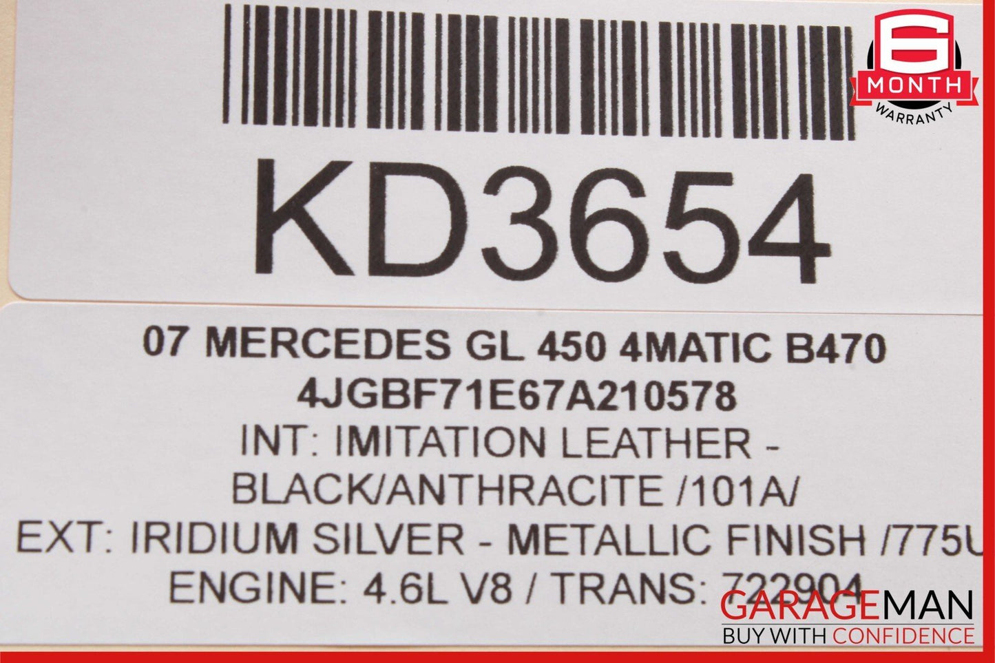 07-09 Mercedes X164 GL450 GL550 Left Driver Side Tail Light Lamp 1648200564 OEM