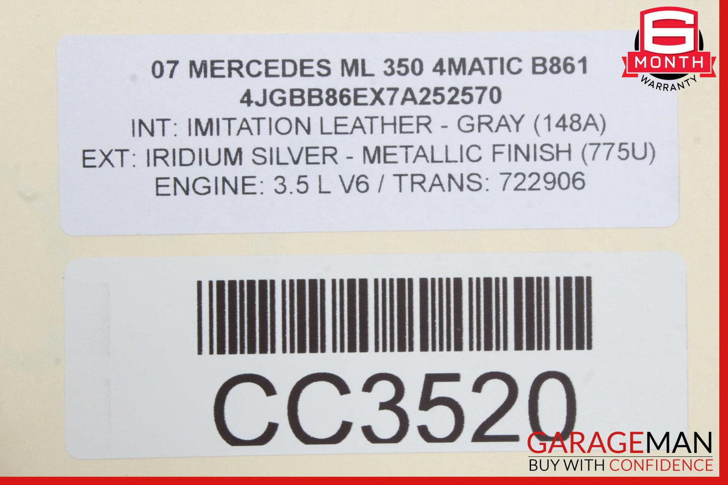 06-10 Mercedes W164 ML350 Left Driver Side Seat Track Rail Frame OEM