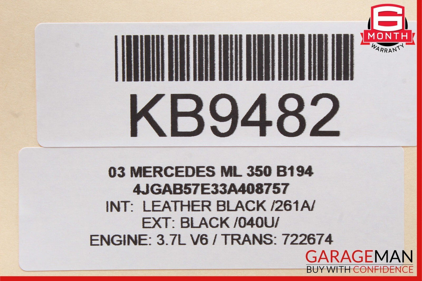 98-05 Mercedes W163 ML350 ML320 Front Right Side Exterior Door Handle Black OEM
