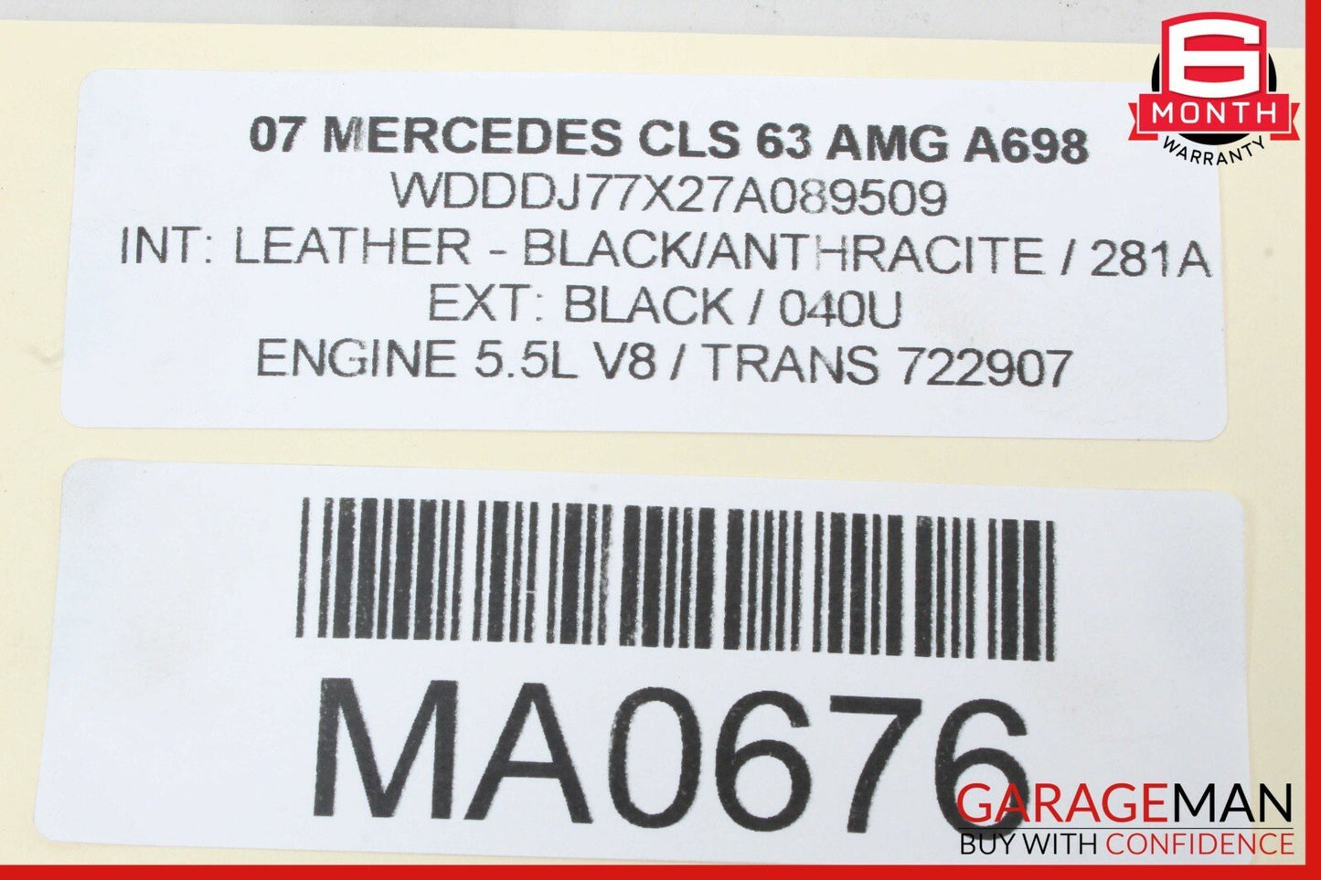06-08 Mercedes W219 CLS63 AMG Front Left Driver Side Mirror Door Rear View OEM