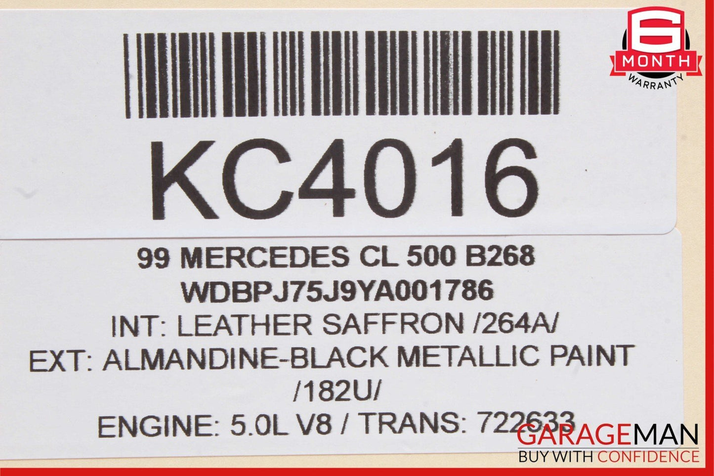00-06 Mercedes S500 CL500 Front Right Side Exterior Door Handle Almandine Black