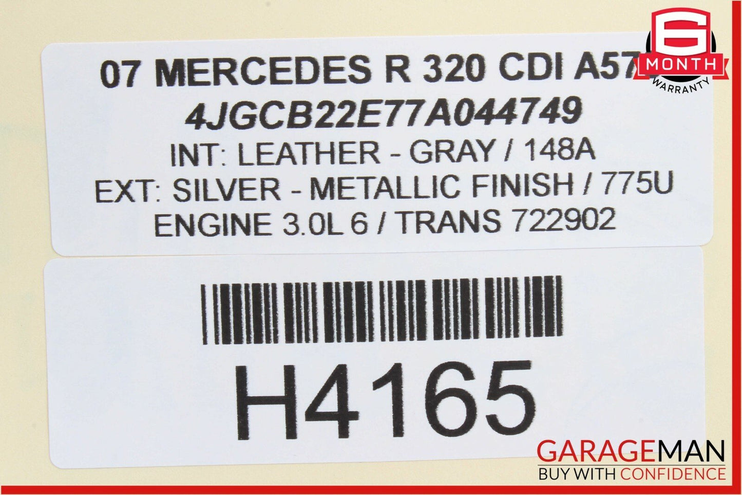 06-12 Mercedes R320 GL450 ML450 Roof Grab Handle Set of 4 Pc 1648100654 Grey OEM