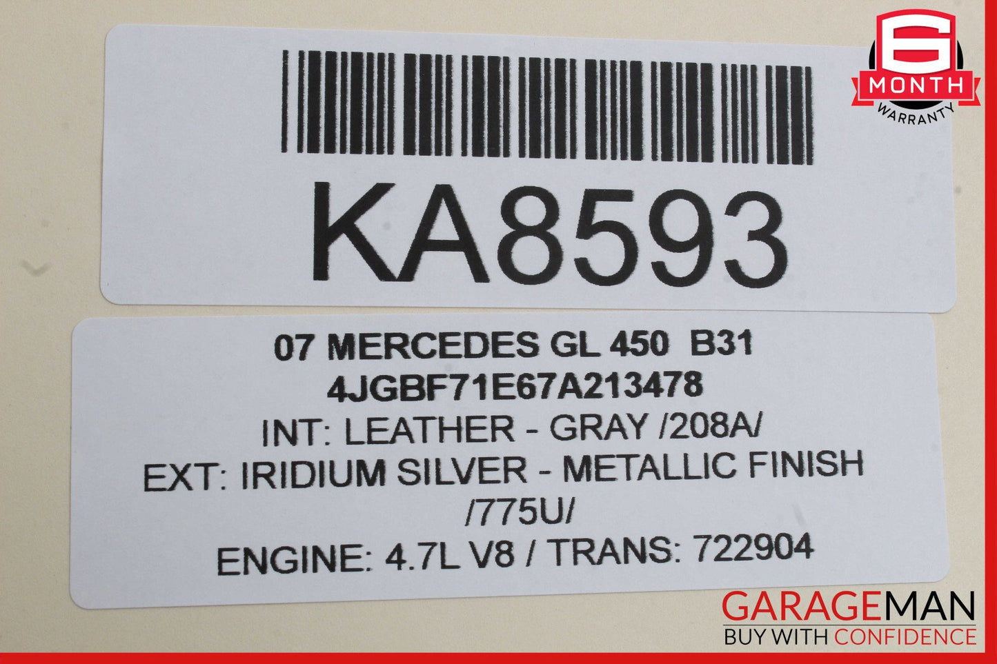 06-13 Mercedes X164 GL450 ML550 Front Overhead Dome Light Lamp Gray OEM
