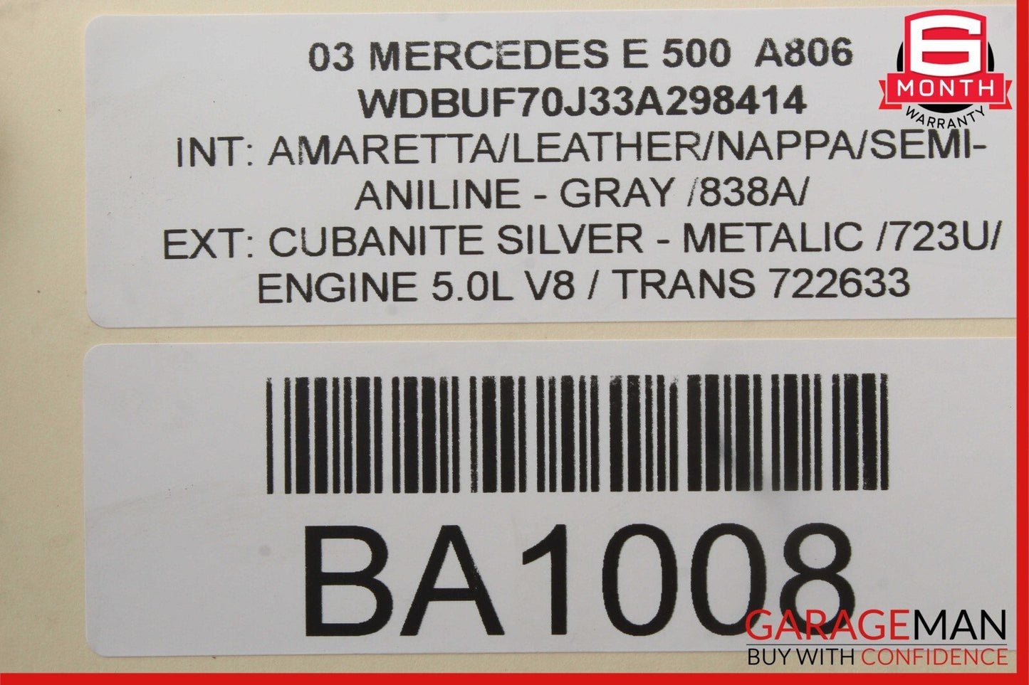 07-09 Mercedes W221 S450 S550 Front Right or Left Top Upper Seat Cushion Brown