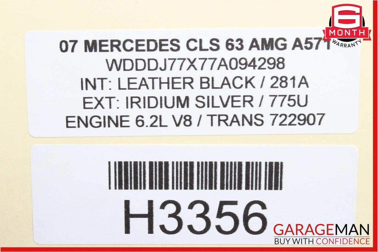 06-11 Mercedes W219 CLS63 AMG CLS55 Rear Left Interior Door Panel Black OEM
