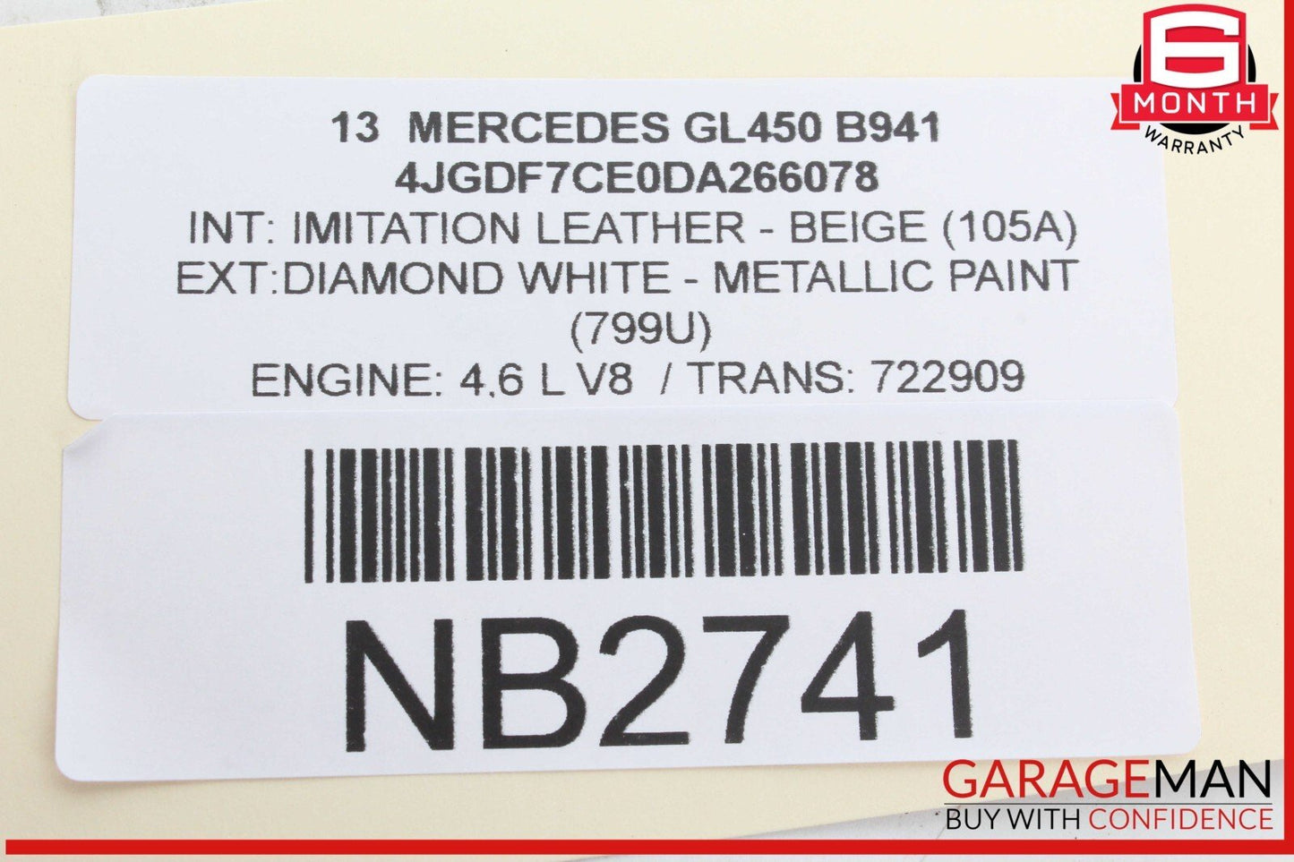 13-16 Mercedes X166 GL450 GL550 Inner Tail Light Lamp Rear Left Driver Side OEM