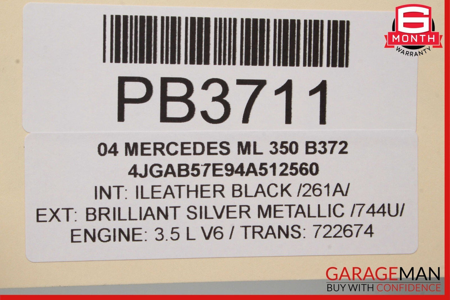 00-05 Mercedes W163 ML430 ML500 Front Right / Left Top Upper Seat Cushion Cover