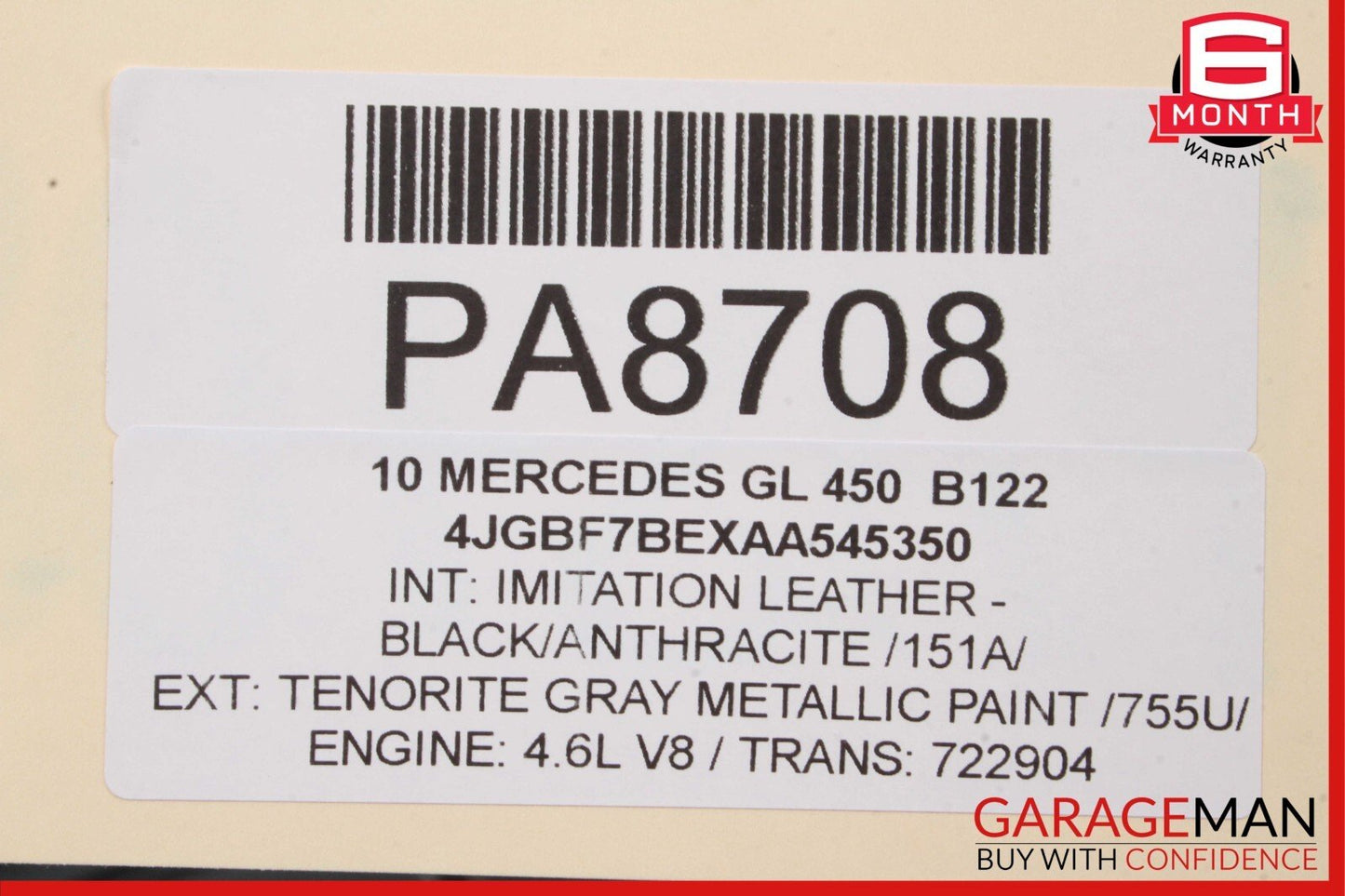 07-12 Mercedes X164 GL320 Front Hood Bonnet Panel Grille Assembly Tenorite Gray