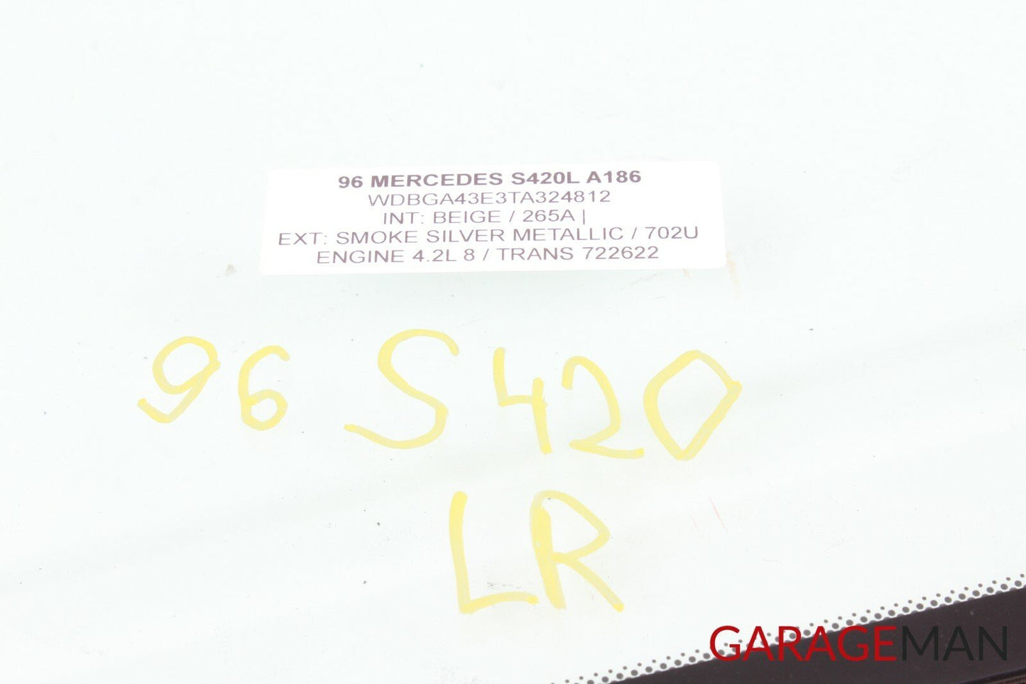 94-99 MERCEDES W140 S420 REAR LEFT DRIVER SIDE DOOR WINDOW AUTO GLASS OEM