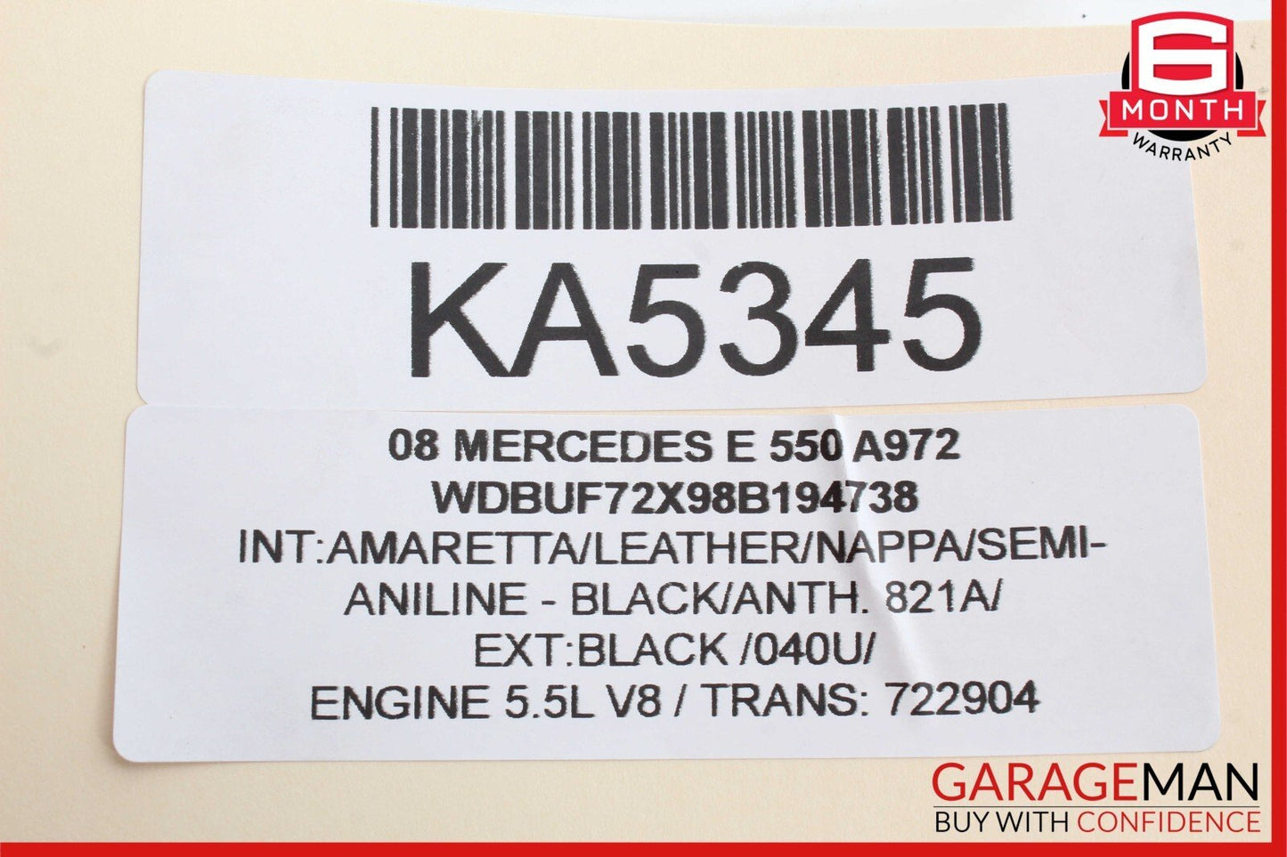 07-09 Mercedes W211 E550 E63 AMG Front Left / Right Side Seat Headrest Head Rest