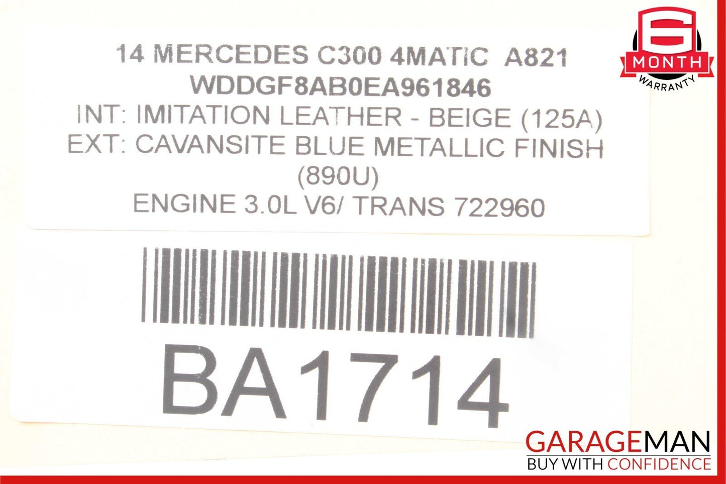 08-14 Mercedes W204 C250 Rear Left Driver Side Door Lock Latch Actuator OEM