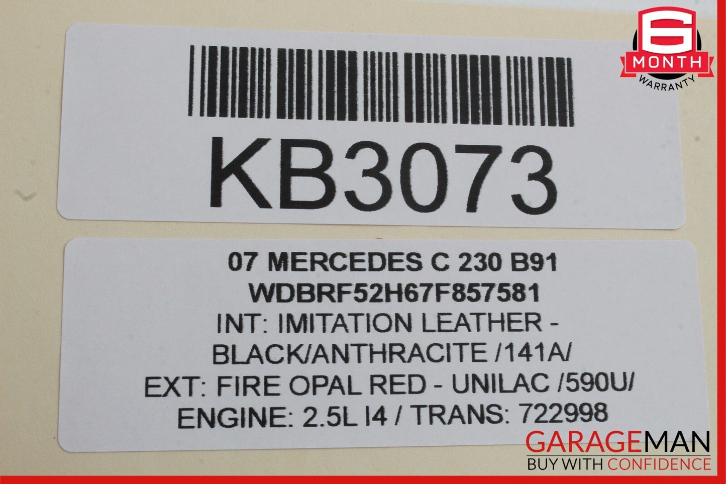 01-07 Mercedes W203 C230 Rear Right Passenger Side Door Window Regulator Motor